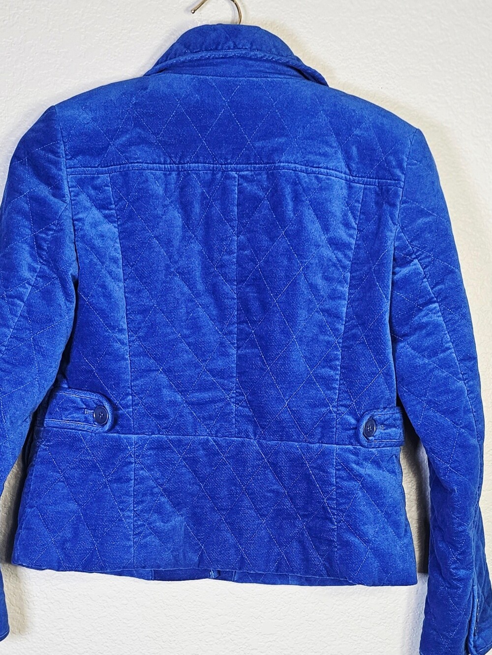 Talbots Size 6 Royal Blue Quilted Jacket Cotton Blazer Coat Winter Jewel Tone - Picture 4 of 6